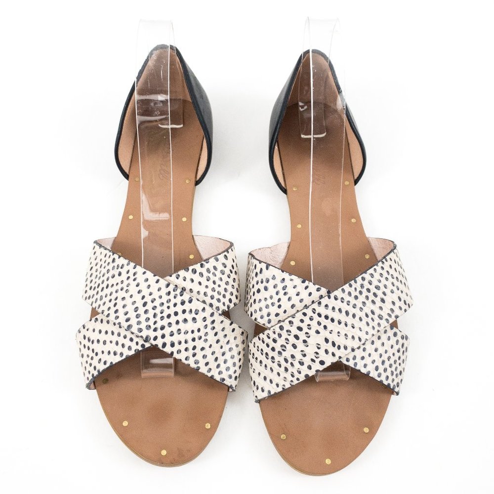 Madewell 9.5 Leather Polka Dot Sandals White